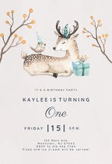 Bird and deer - Birthday Invitation